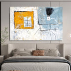 Abstract Interior with Window and Brush with Eclectic Elements Abstract Painting ABS340