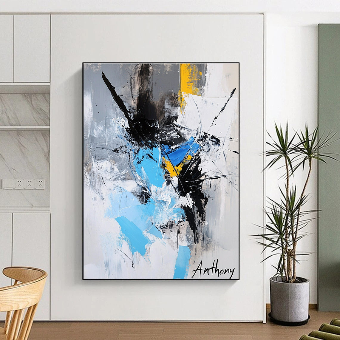 Colorful Abstract Fusion Painting for Contemporary Office Break Rooms GAB1313