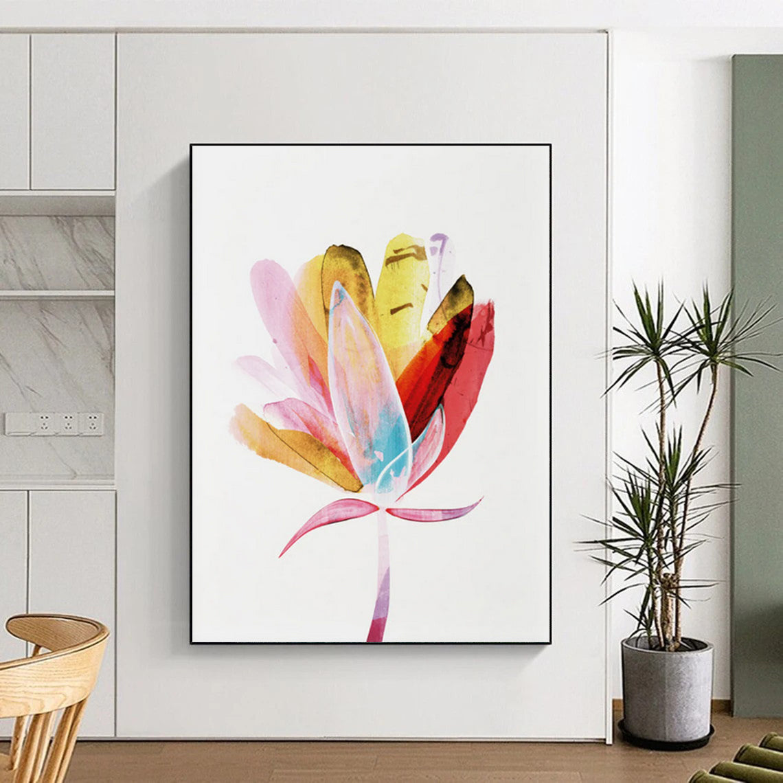 Colorful Abstract Flower Painting for Bright - Themed Kitchens HENG215