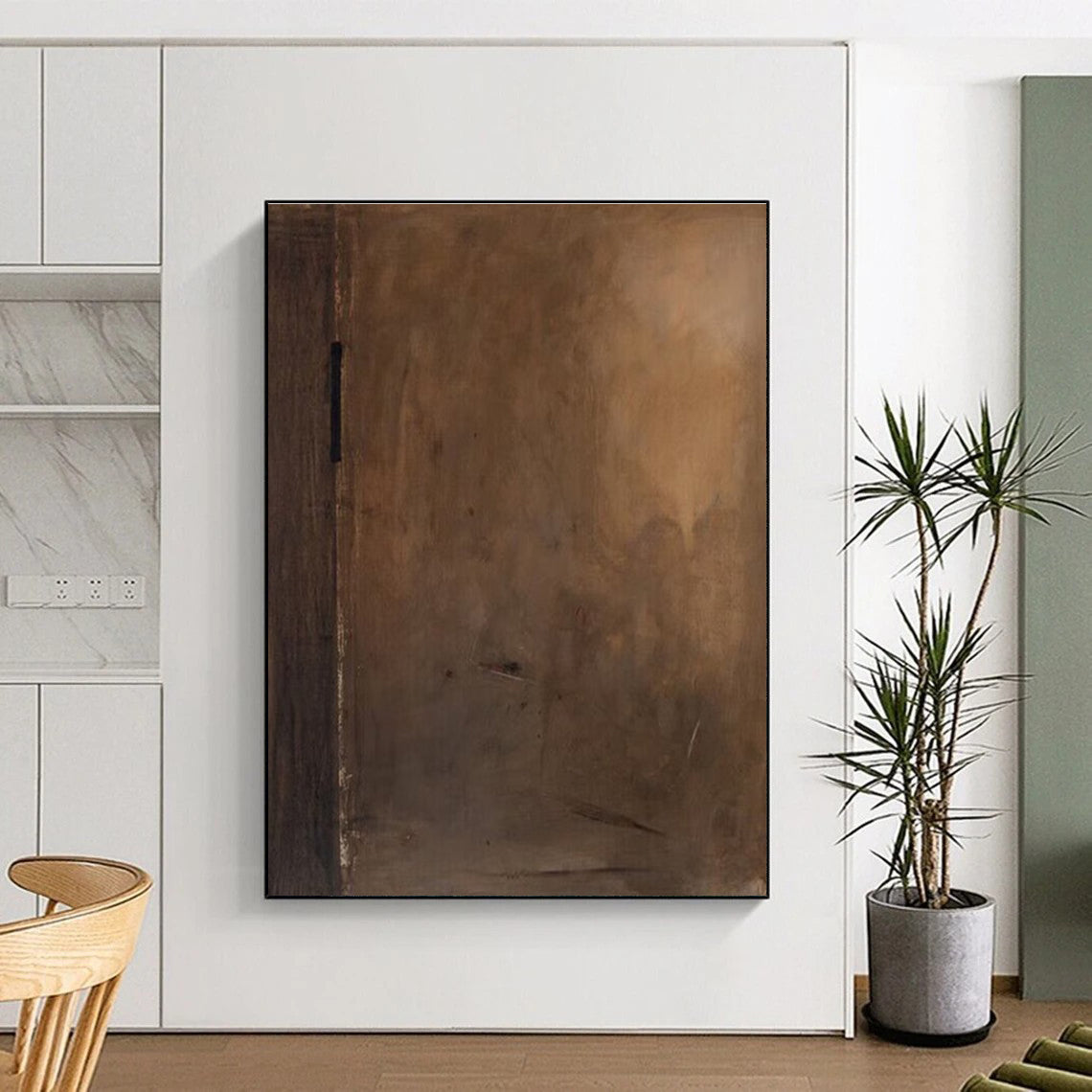 Dark Brown Abstract Composition Painting for Moody Home Theaters HENG514