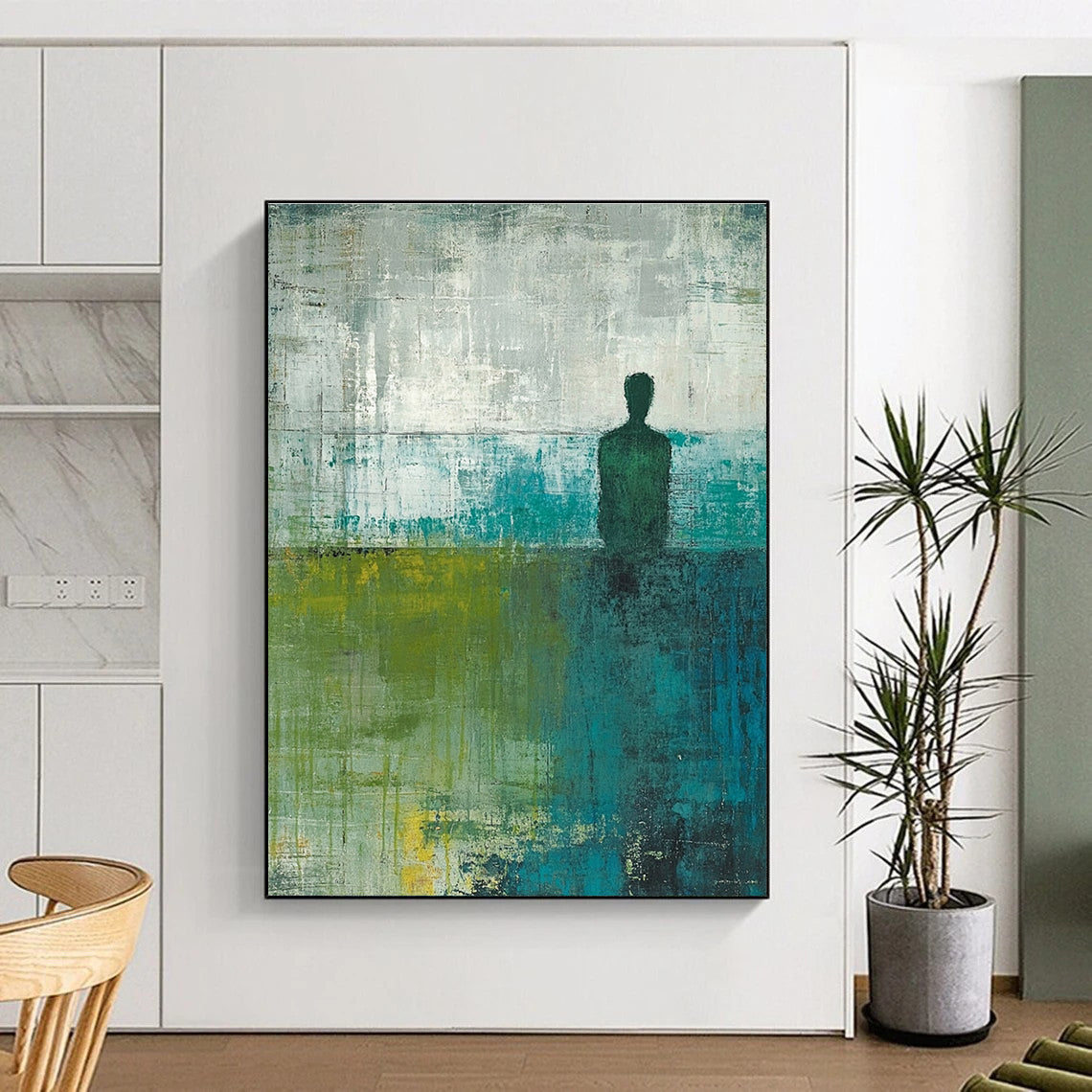 Solitary Figure Abstract Painting for Thoughtful Reading Nooks GAB0897