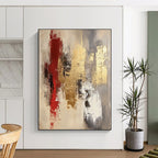 Gray Gold Red Abstract Painting with Opulent Contrasts WINK674