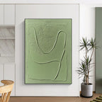 Light Green Textured Forms Painting of Tactile Minimalism GAB0143
