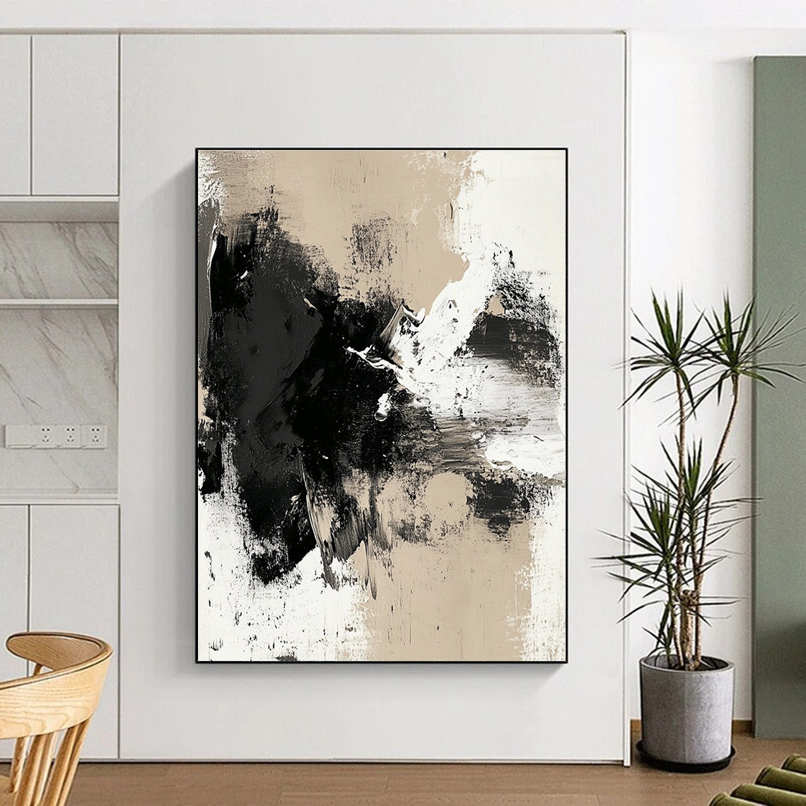 Beige - Toned Abstract Expression Painting with Subtle Drama WINK352