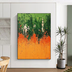 Green Field Abstract Painting with Vivid Nature Hues WINK491