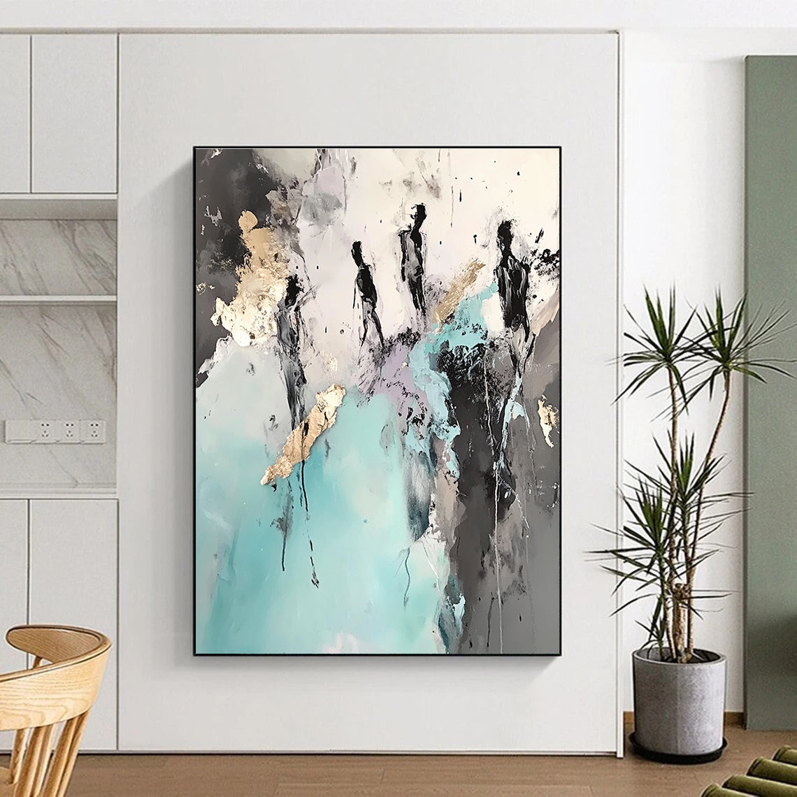 Silhouette and Gold Abstract Painting for Sophisticated Residential Living Rooms GAB1194