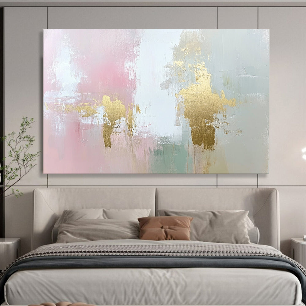 Pink and Gold Abstract Painting with Subtle Textured Elegance ABS442