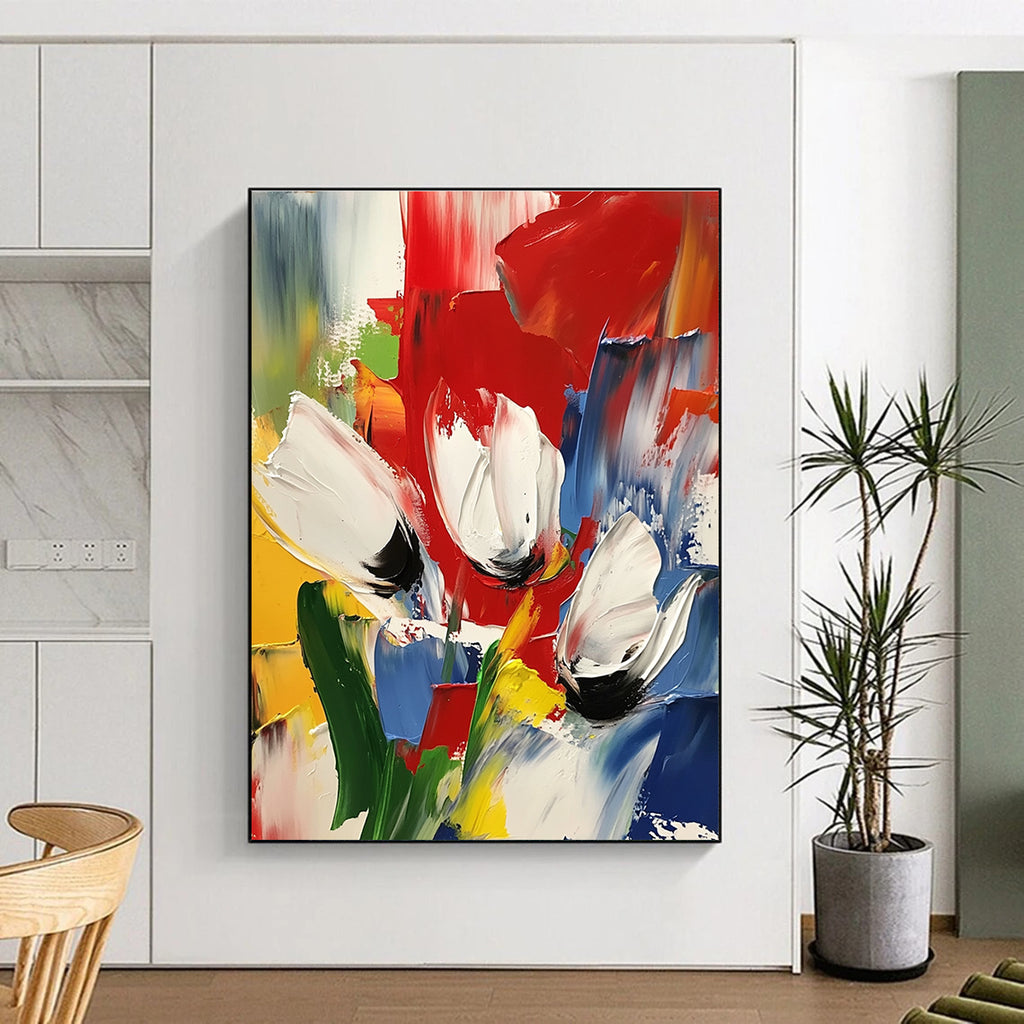 Colorful Floral Abstract Painting with Vivid Blooms WINK601