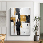 Figure in Black Against Abstract Background - Modern Figurative Abstract Art GAB0457