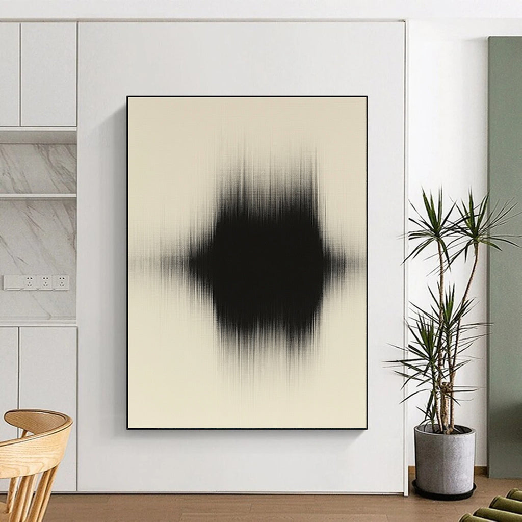 Black and Beige Blur Abstract Painting with Soft Textures WINK844