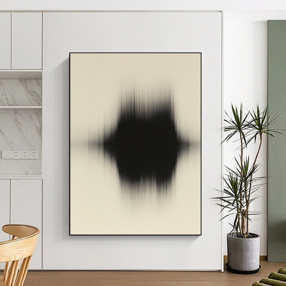Black and Beige Blur Abstract Painting with Soft Textures WINK844