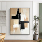 Bold Black and White Abstract Painting with Strong Geometry WINK803