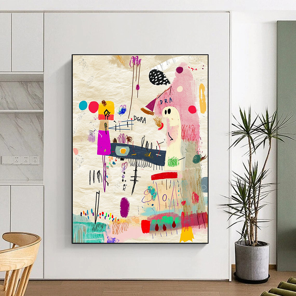 Colorful Abstract Doodles Painting with Playful Elements GAB0053