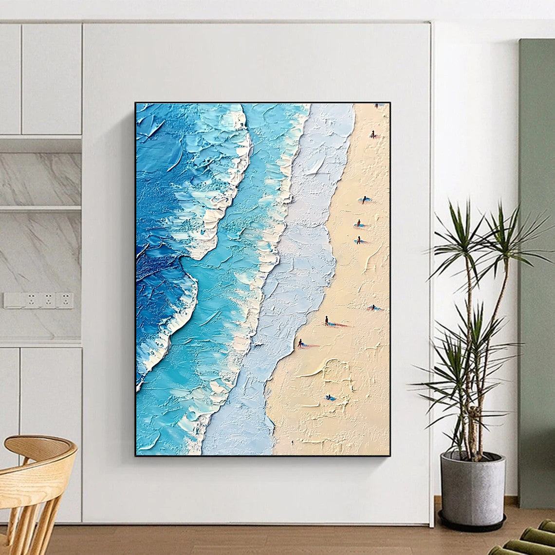 Textured Beach Scene Abstract Painting for Coastal Home Living Rooms GAB1270
