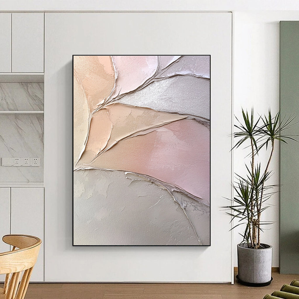 Textured Pastel Leaves Abstract Painting with Delicate Charm WINK053