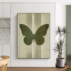 Green Butterfly Silhouette Abstract Painting of Subtle Grace GAB0142