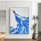 Small Boat on Textured Waves Abstract Painting for Nautical - Themed Interiors HENG321