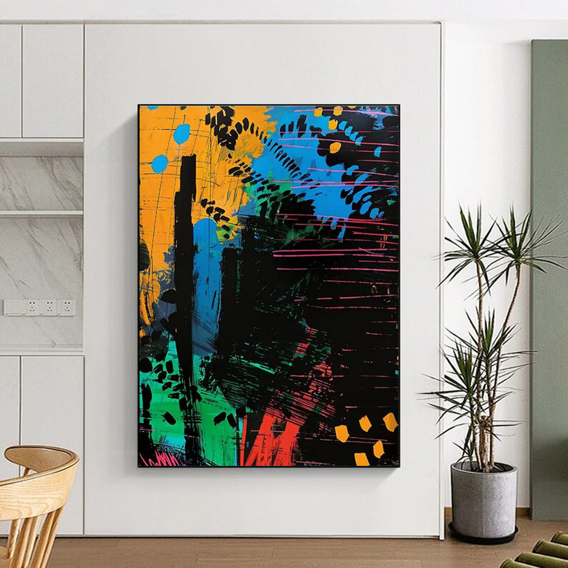 Colorful Abstract Forest Painting for Eco - Friendly Retail Spaces HENG096