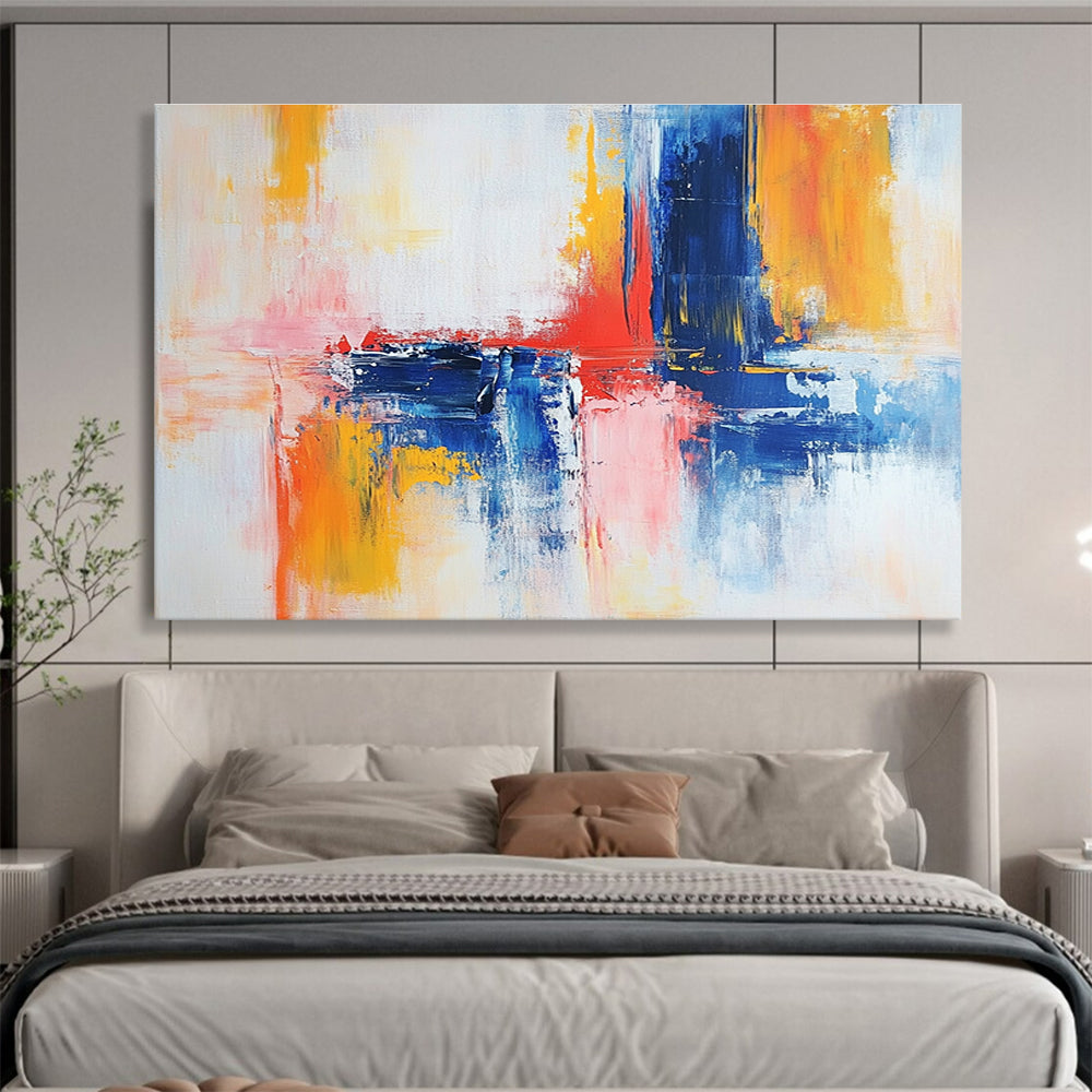 Blue and Pink Abstract Painting with Gentle Color Blends ABS422