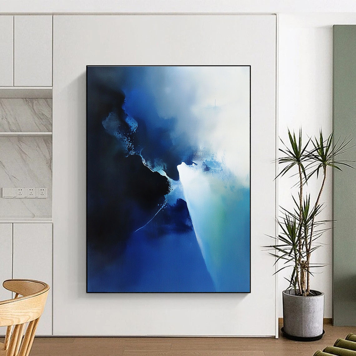 Blue - White Abstract Mist Painting with Ethereal Calm WINK401