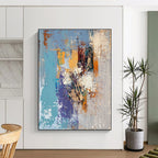 Blue Orange Abstract Painting with Warm - Cool Harmony WINK759
