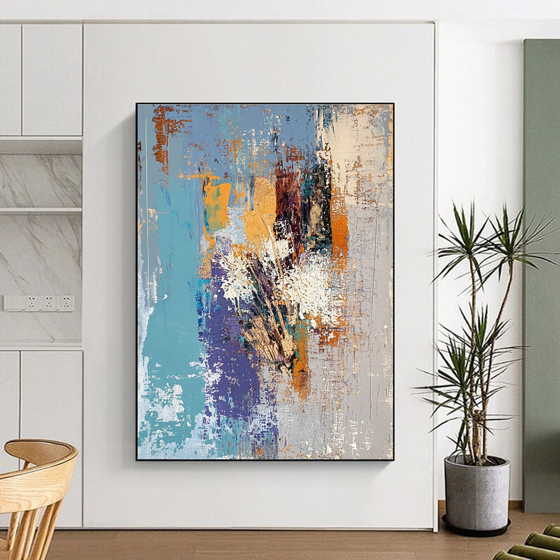 Blue Orange Abstract Painting with Warm - Cool Harmony WINK759