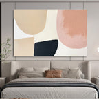 Beige, Pink, and Black Abstract Painting with Modern Simplicity ABS438