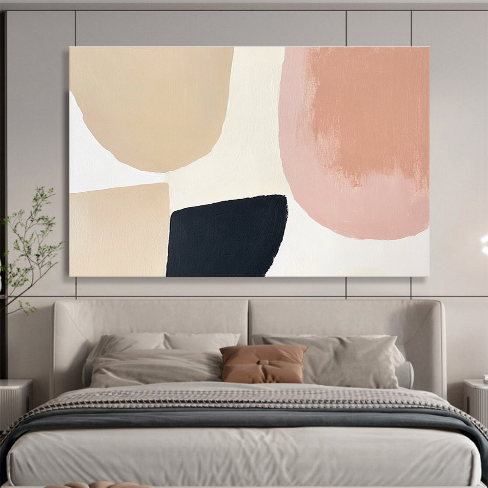Beige, Pink, and Black Abstract Painting with Modern Simplicity ABS438