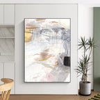 Soft - Hued Abstract Mix Painting for Minimalist Home Offices HENG212