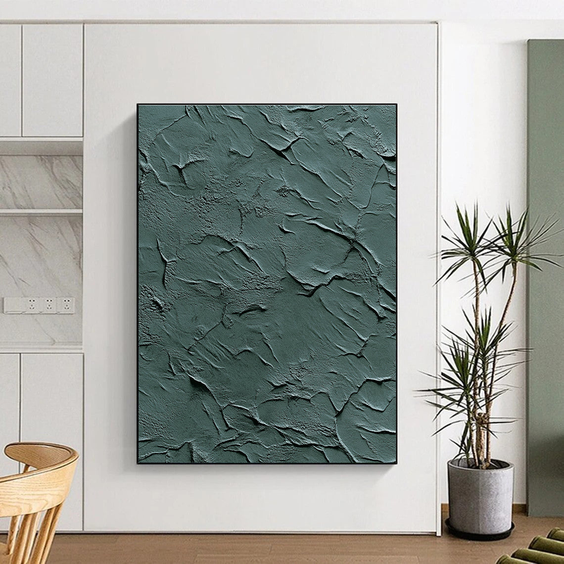 Green Textured Surface Abstract Painting with Natural Roughness WINK090