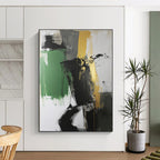 Green Gold Black Abstract Painting with Bold Textures WINK527