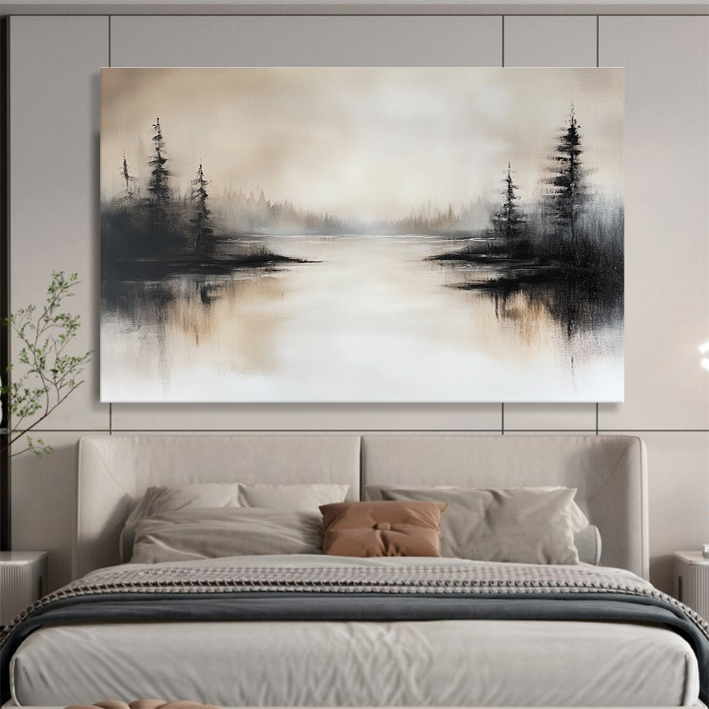 Misty Lake Abstract Landscape Painting ABS213
