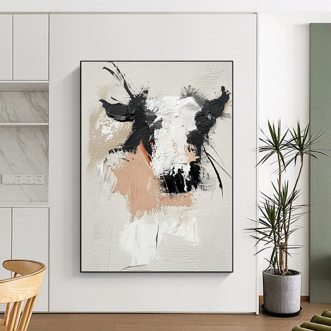 Textured Cow Portrait Abstract - Expressive Animal Abstract Painting GAB0483