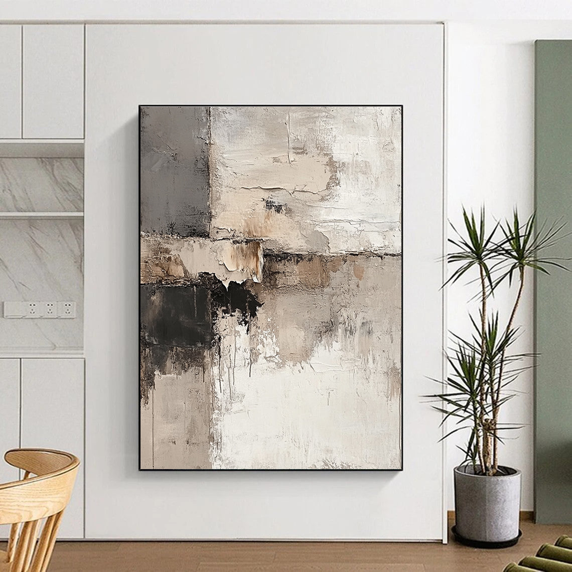 Earth - Toned Textured Abstract Painting for Industrial Interiors GAB0740