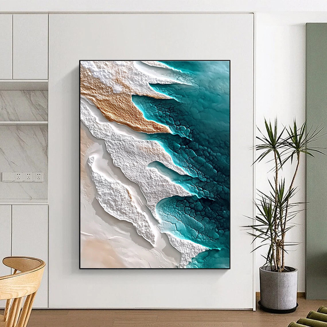 Aerial Blue and White Textures Abstract Painting of Natural Patterns GAB0151