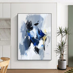 Blue Gray Abstract Bird Painting with Dynamic Grace WINK781