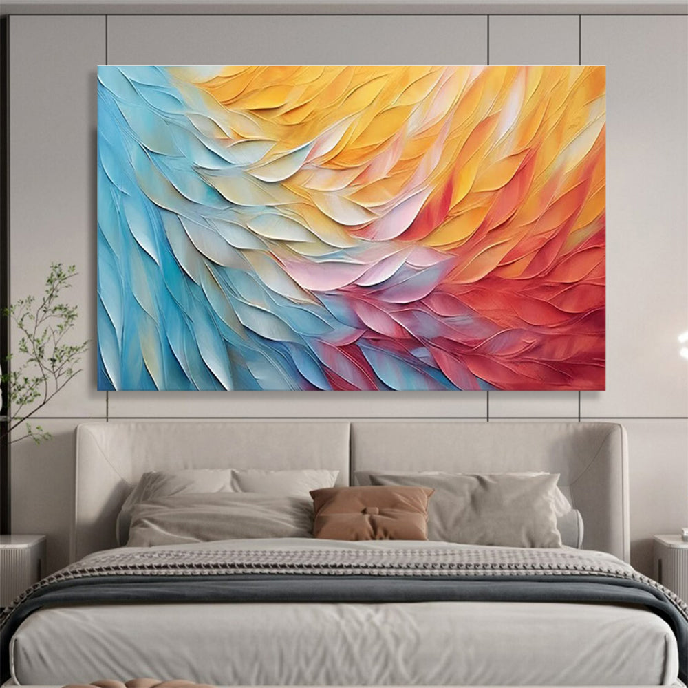 Colorful Feather Abstract Painting for Modern Bedrooms YHT201