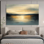 Serene Sunset - Lit Lake Abstract Painting with Blended Brushstrokes ABS224