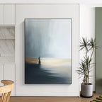 Solitary Figure by Lake - Introspective Landscape Abstract Art GAB0524