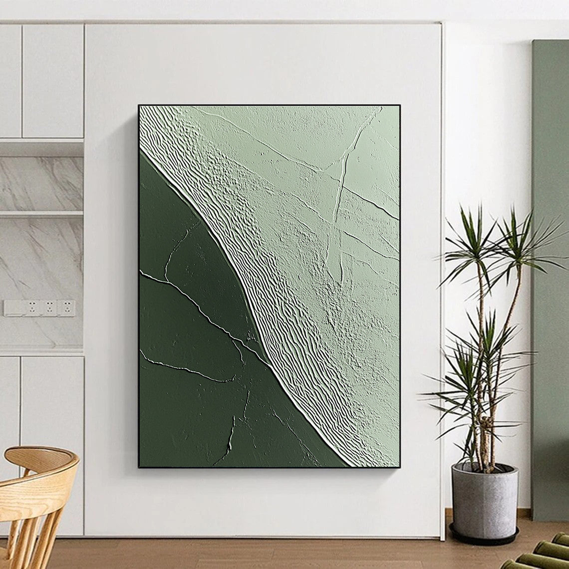Green Textured Patterns Abstract Painting of Natural Rhythms GAB0092