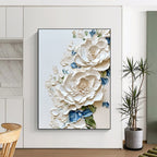 Textured White Peonies Abstract Painting for Luxurious Bridal Suites GAB0831