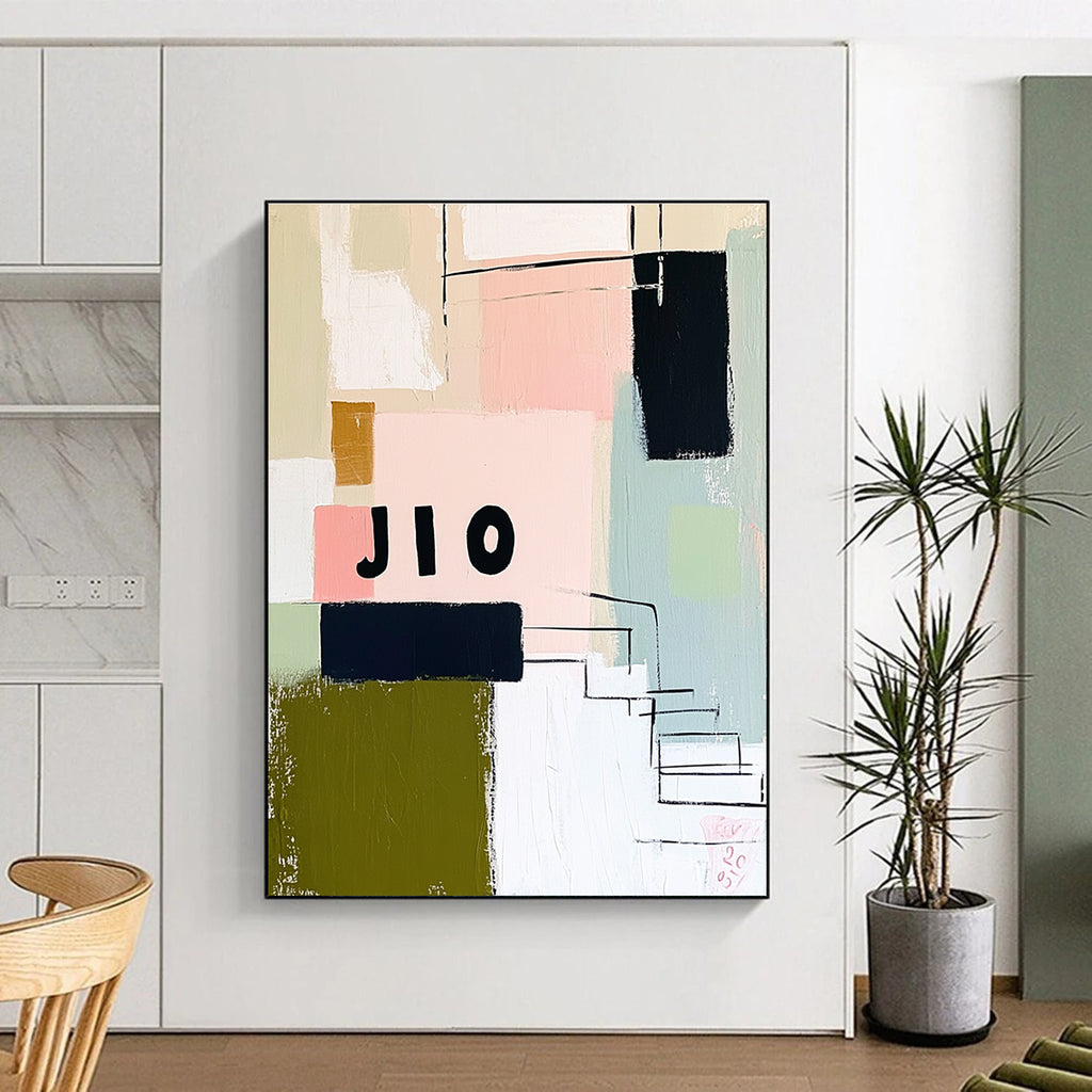 Colorful Geometric Collage Abstract Painting of Playful Diversity GAB0209