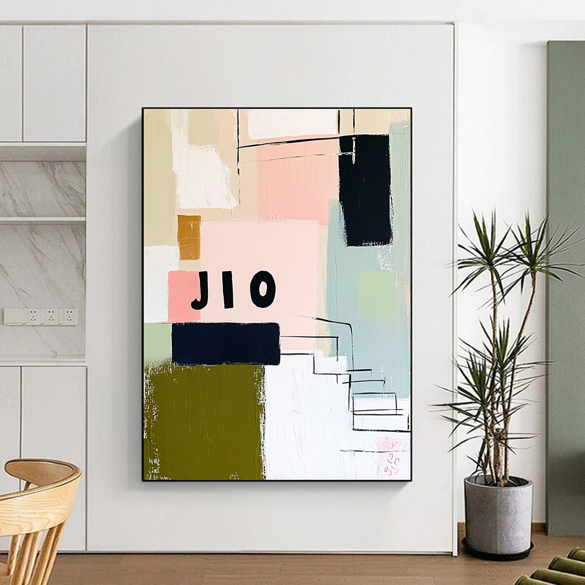 Colorful Geometric Collage Abstract Painting of Playful Diversity GAB0209