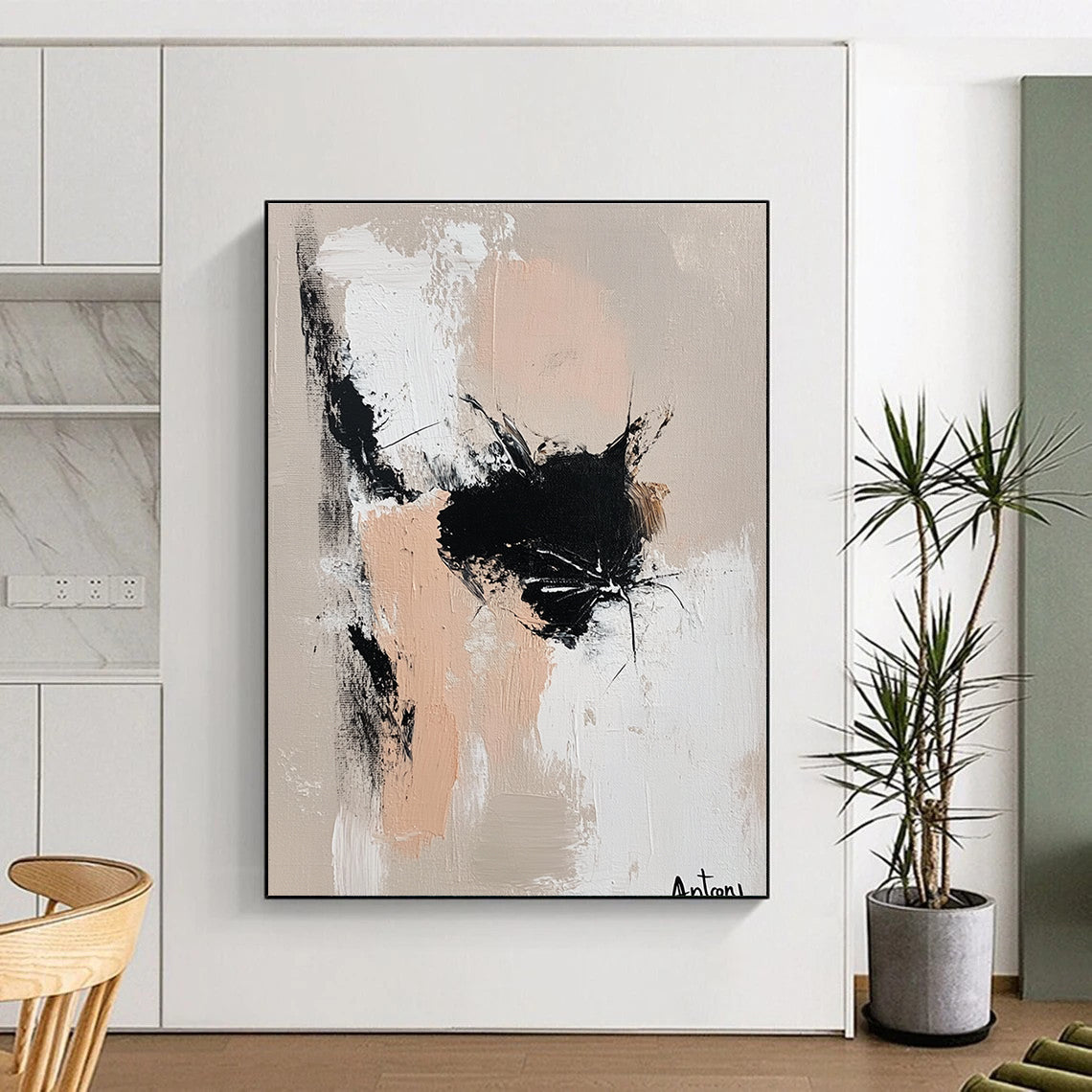 Abstract Black Cat Playful Feline Abstract Painting GAB0226