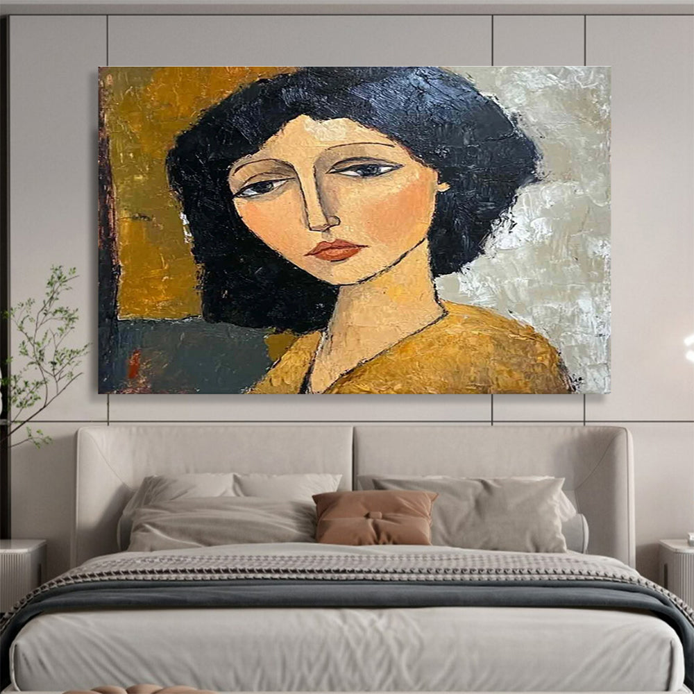 Stylized Portrait Abstract Painting for Artistic Home Libraries YHT248