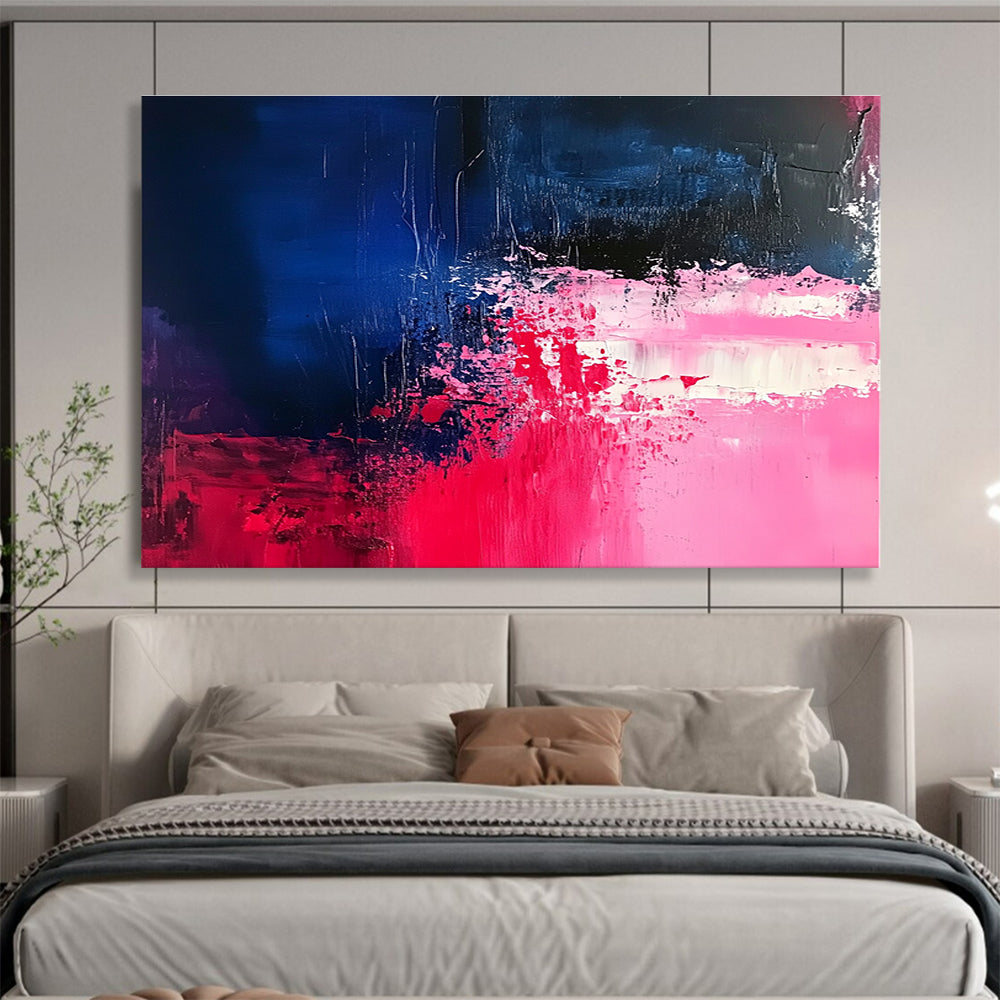 Pink - Blue Abstract Color Clash Painting ABS187