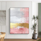 Pink - Gray - Gold Abstract Painting with Feminine Sophistication WINK443