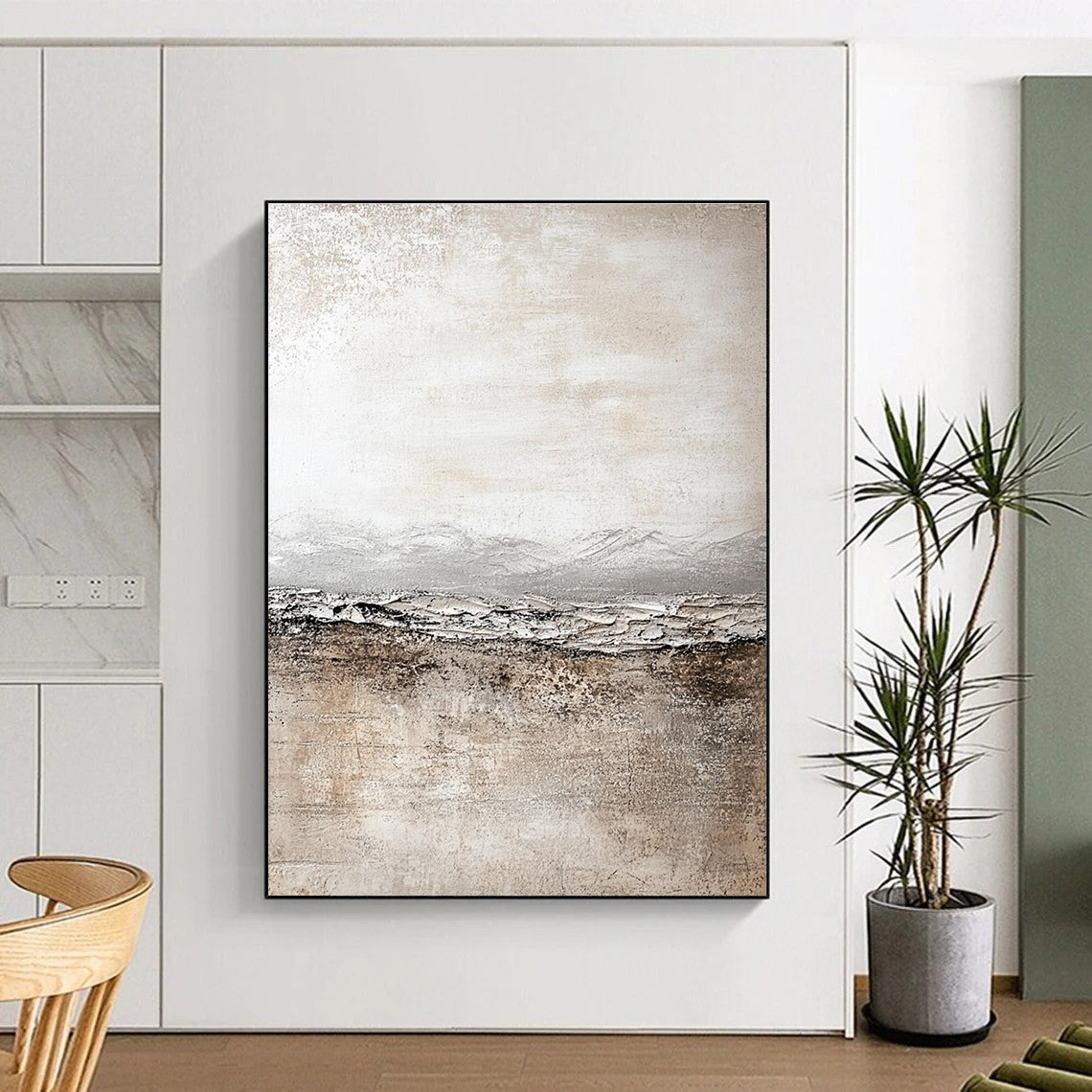 Textured Neutral Landscape - Rustic Minimalist Abstract Painting GAB0444
