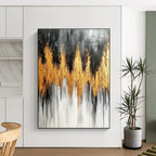 Gold and Gray Abstract Painting for Luxury - Themed Dining Rooms GAB0924