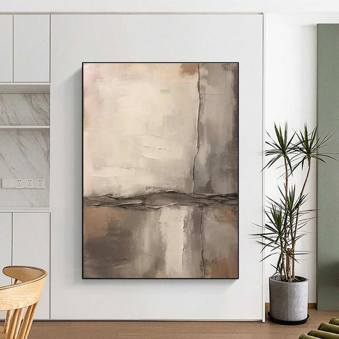 Neutral Toned Textured Abstract Painting for Timeless Interiors HENG443
